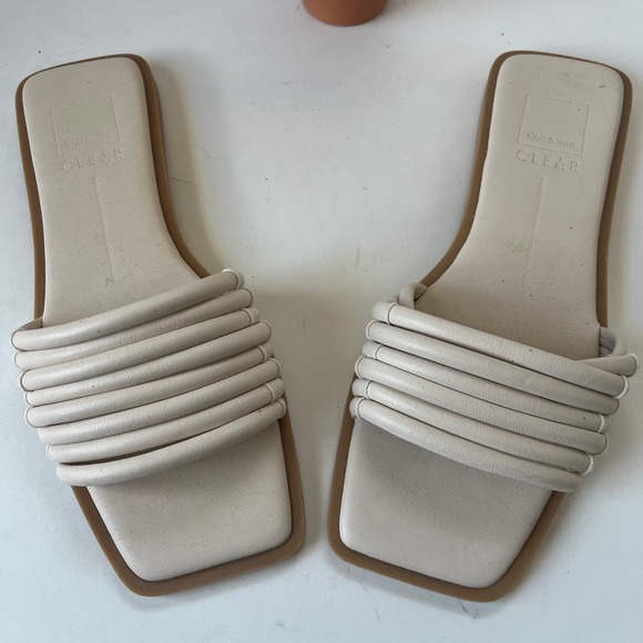 Dolce Vita NYX Flat Sandals Womens Shoes Sz 9 Cream Square Toe Slip On Strappy - Picture 3 of 11